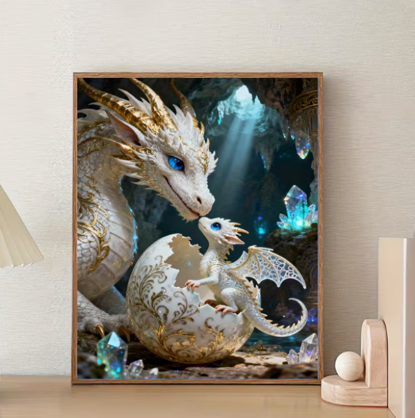 Diamond Painting Drachenmutter mit ihrem Baby